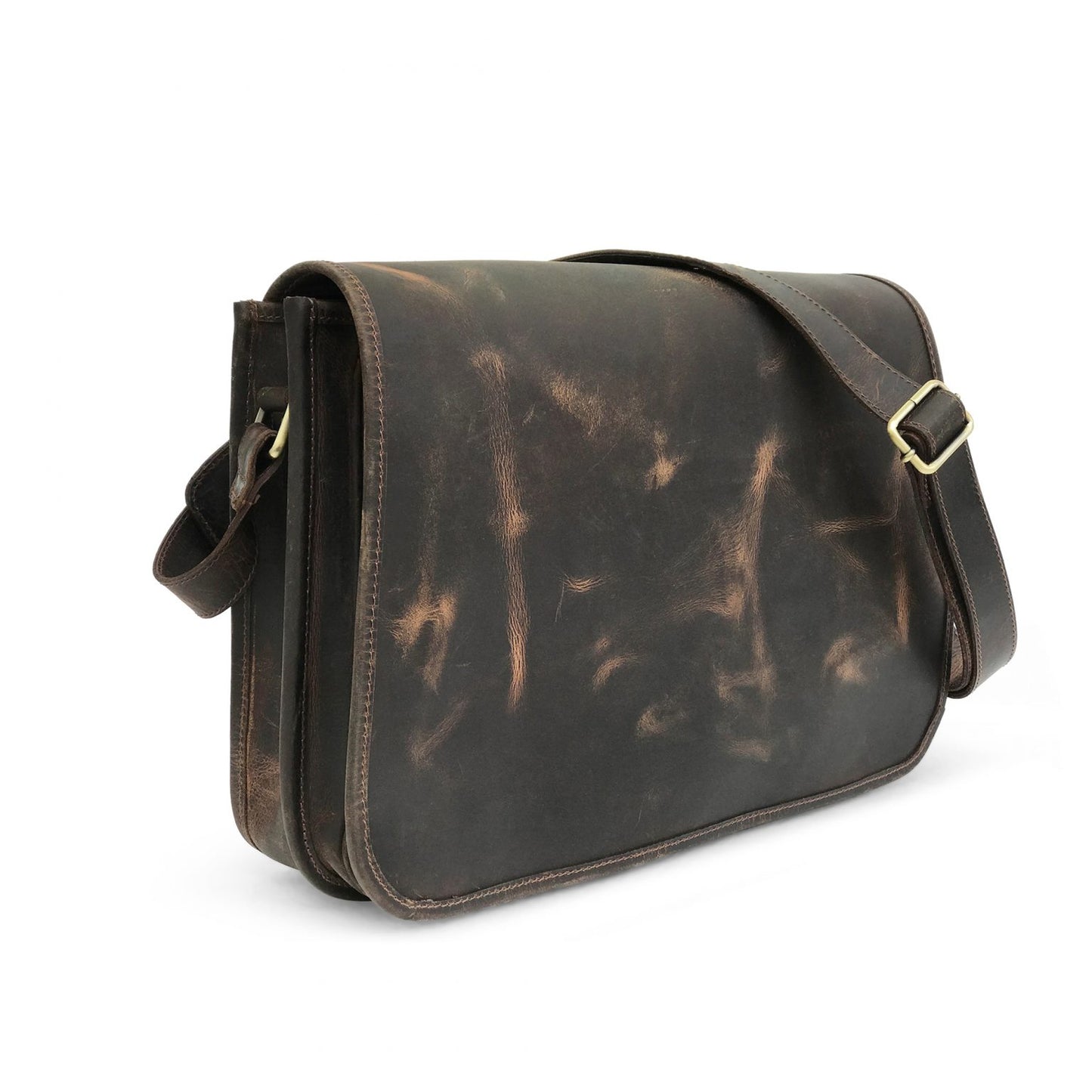 Dark Brown Leather Courier Bag