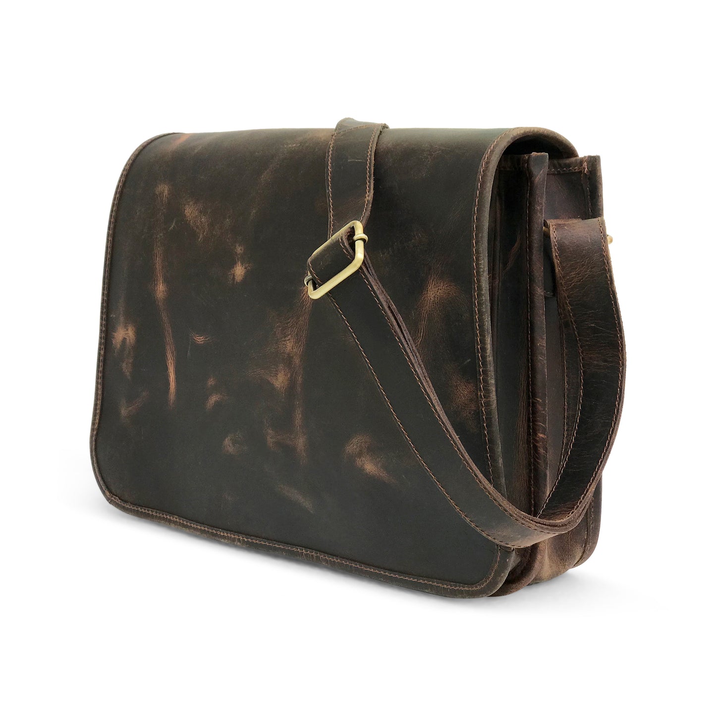 Dark Brown Leather Courier Bag