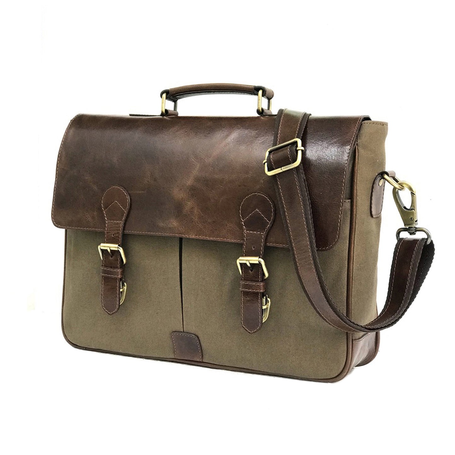 Leather Canvas Crossbody Bag