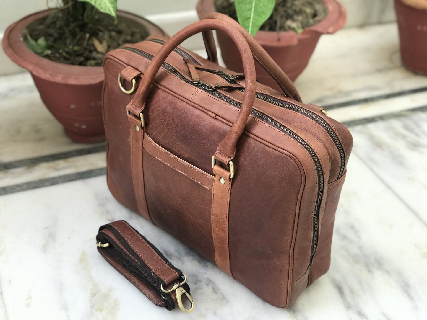 Marcellus Soft Leather Briefcase Bag
