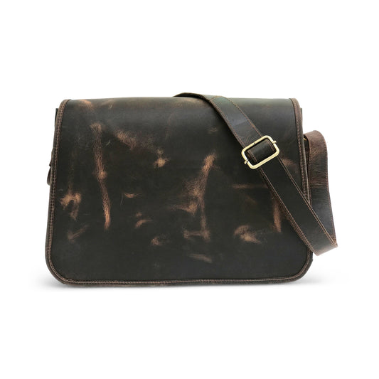 Dark Brown Leather Courier Bag