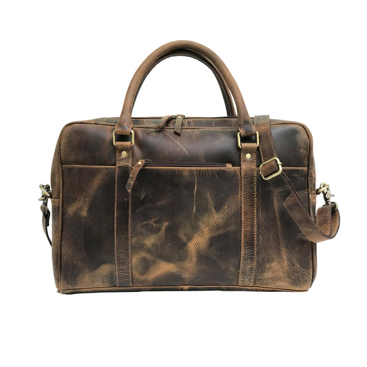 Hunter Brown Leather Laptop Tote Bag
