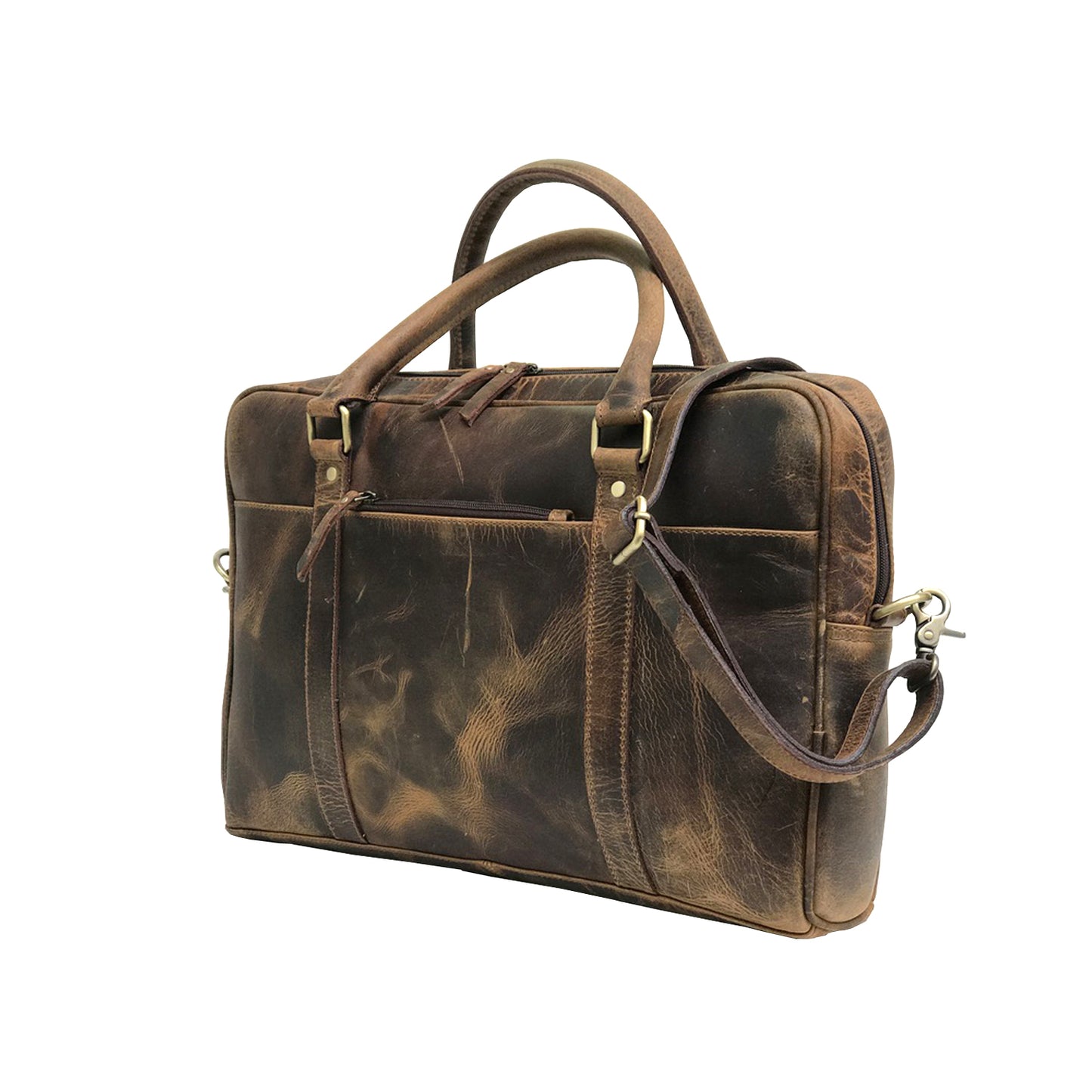 Hunter Brown Leather Laptop Tote Bag