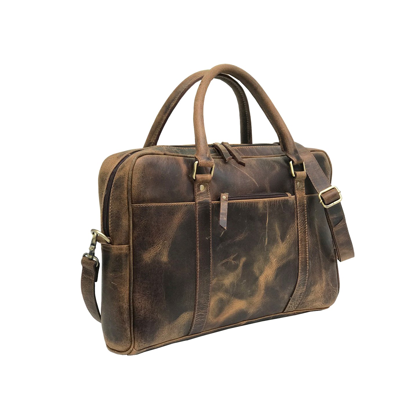 Hunter Brown Leather Laptop Tote Bag