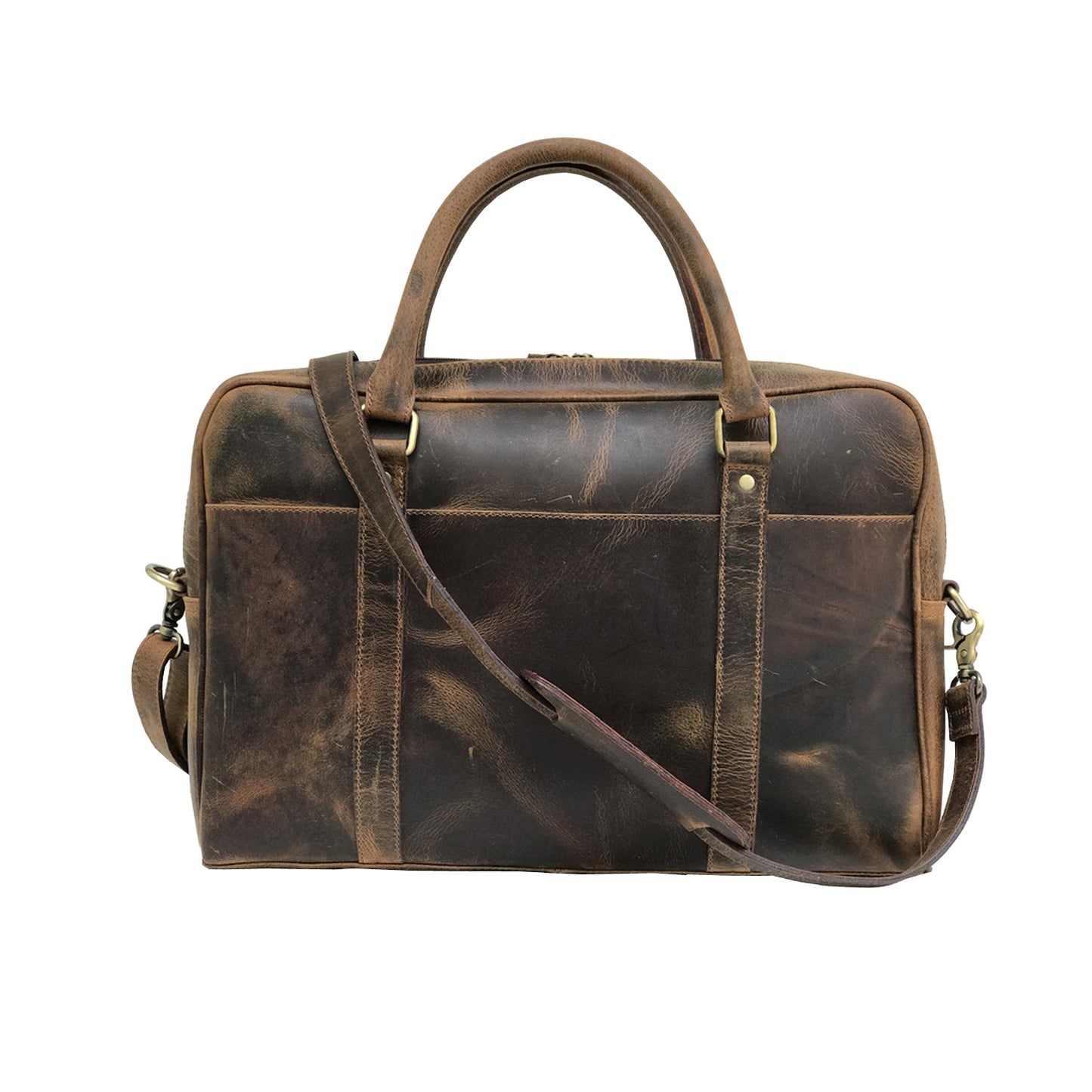 Hunter Brown Leather Laptop Tote Bag