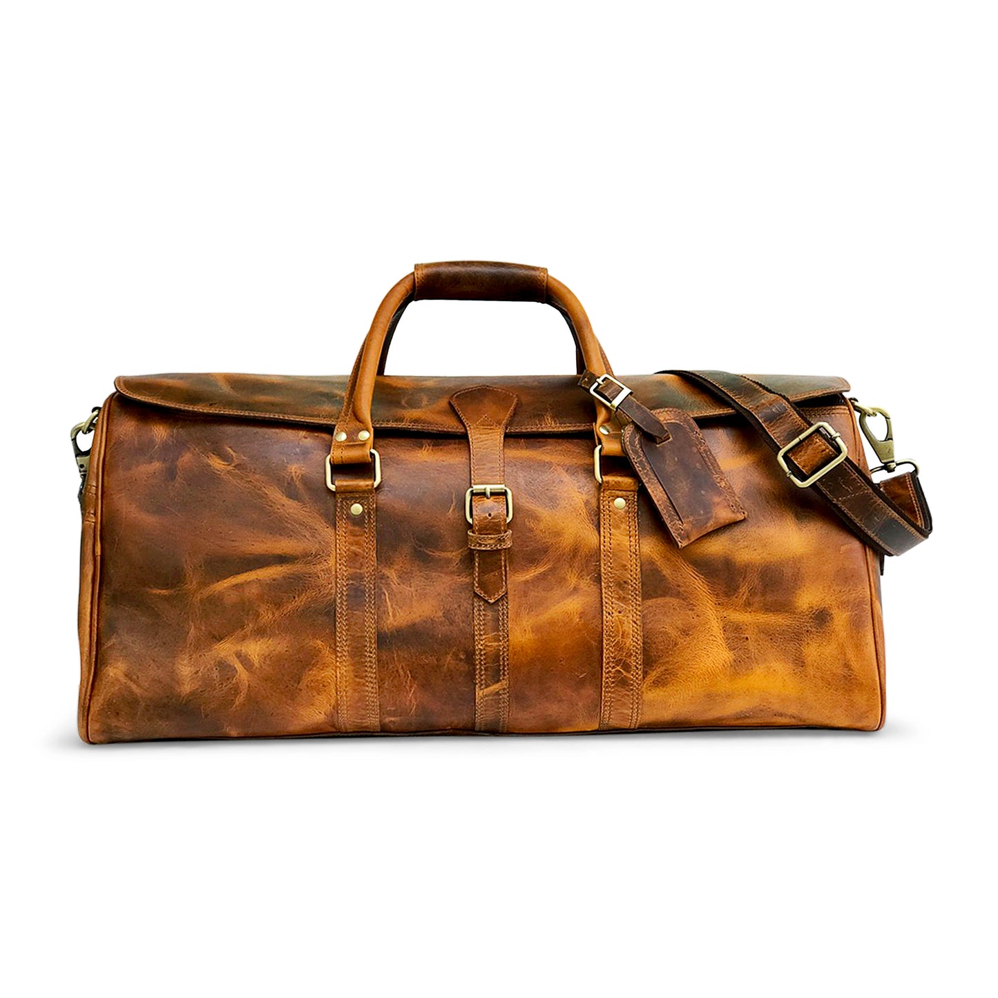 Brown Leather Duffle Bag
