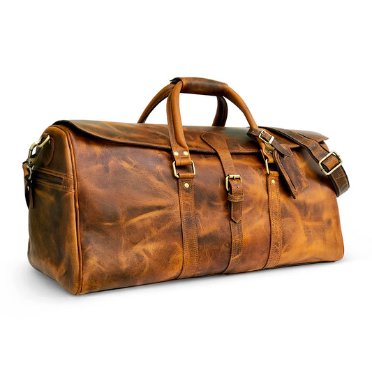 Brown Leather Duffle Bag