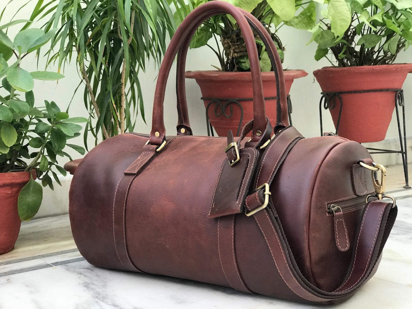 Full Grain Calf Leather Gym Bag